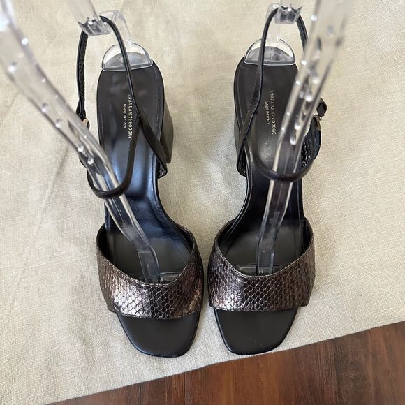 SCANLAN THEODORE Moro Heeled Sandals in Snakeskin Bronze Espresso - Picture 3 of 12